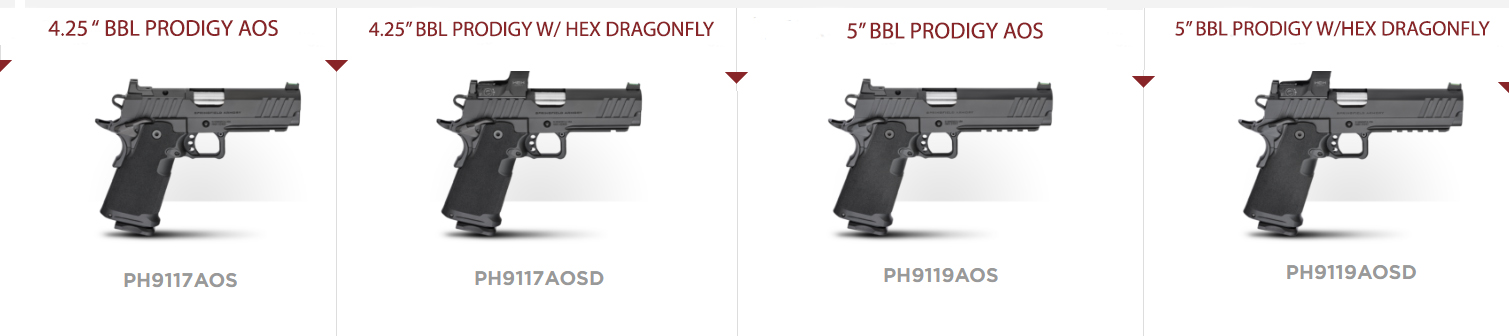 Types of Prodigy pistol 
