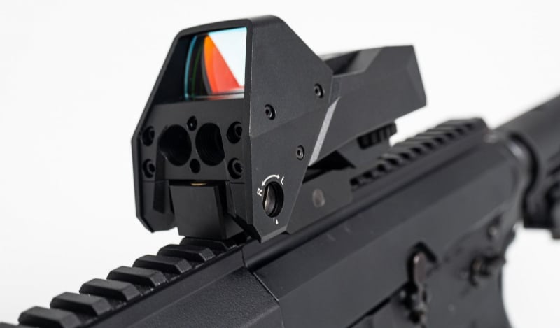 The Bear Creek Arsenal hybrid red dot sight and rangefinder combo optic