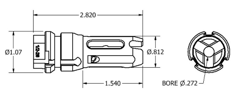 dimensions of the KeyMo compatible Hybrid muzzle device