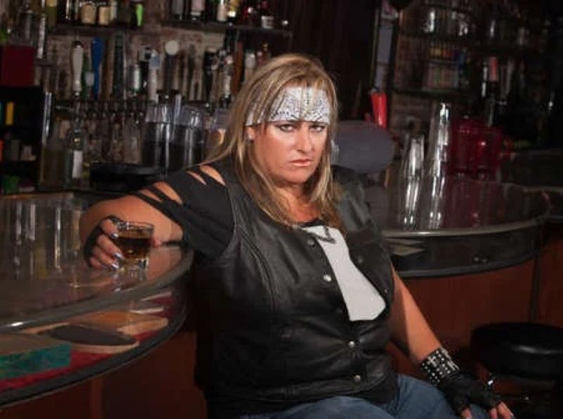 An angry biker chick.