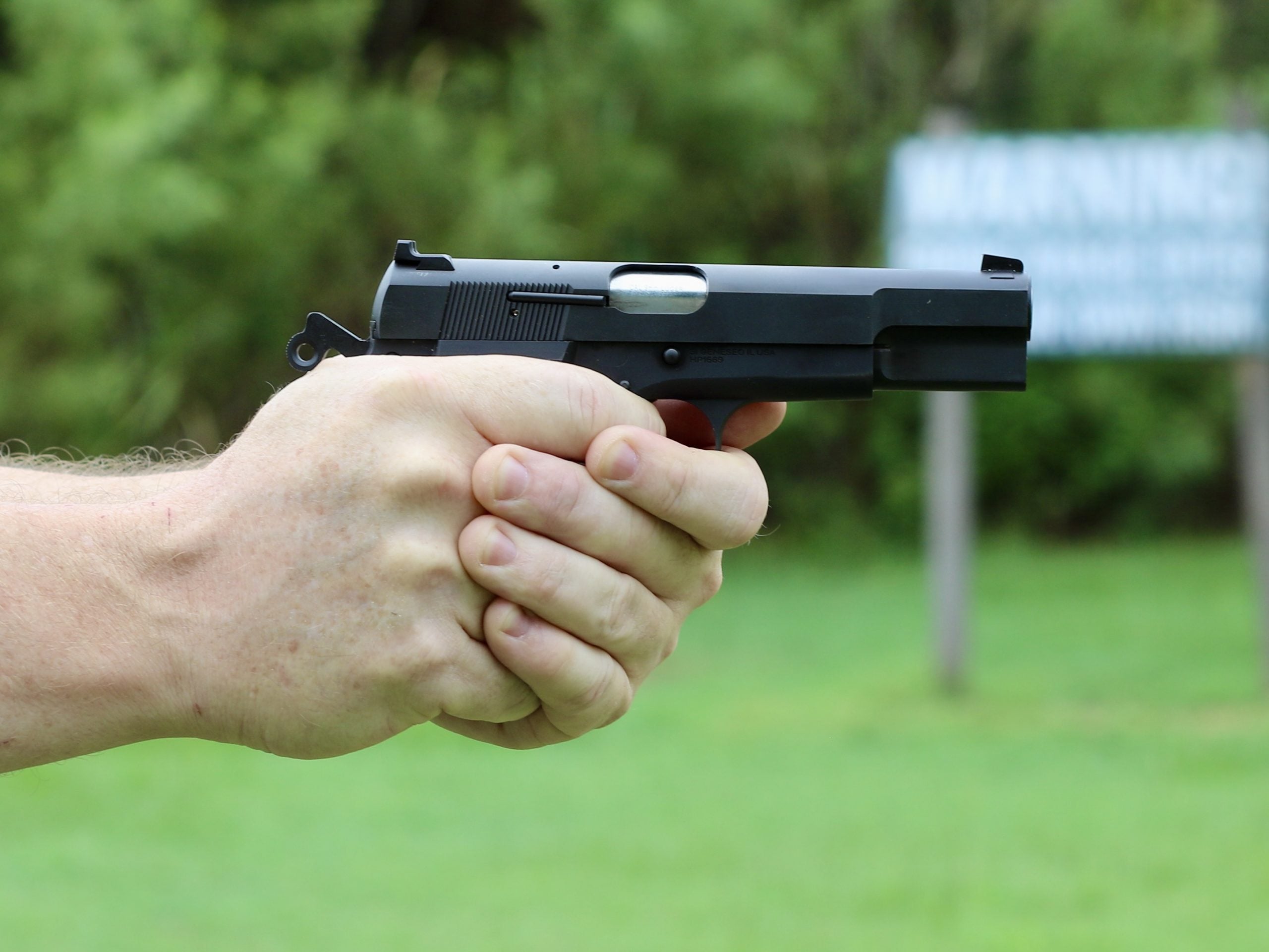 The SA-35, like other Hi-Powers, is big enough to hold. It fills the hand, and thins out toward the barrel.