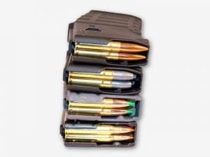 stack of four loaded AR mags