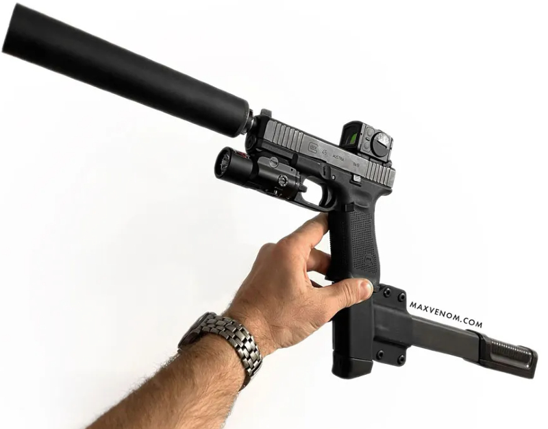 suppressed Glock with chassis