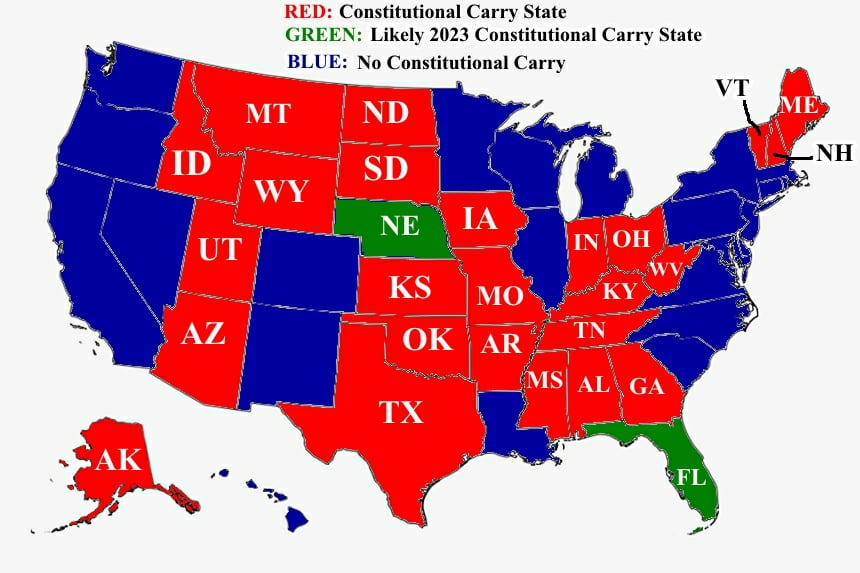 Constitutional Carry States Map Allene Madelina