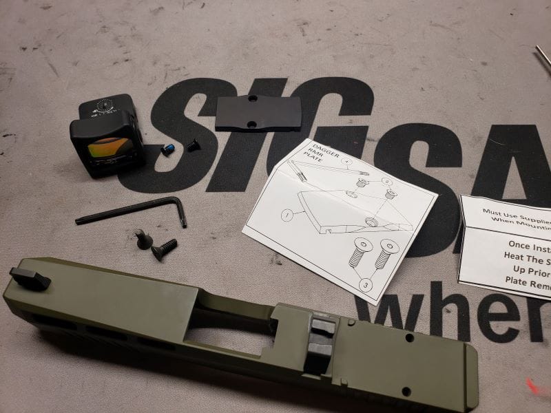 doctor slide with plate, rmr, allen wrenches, and screws