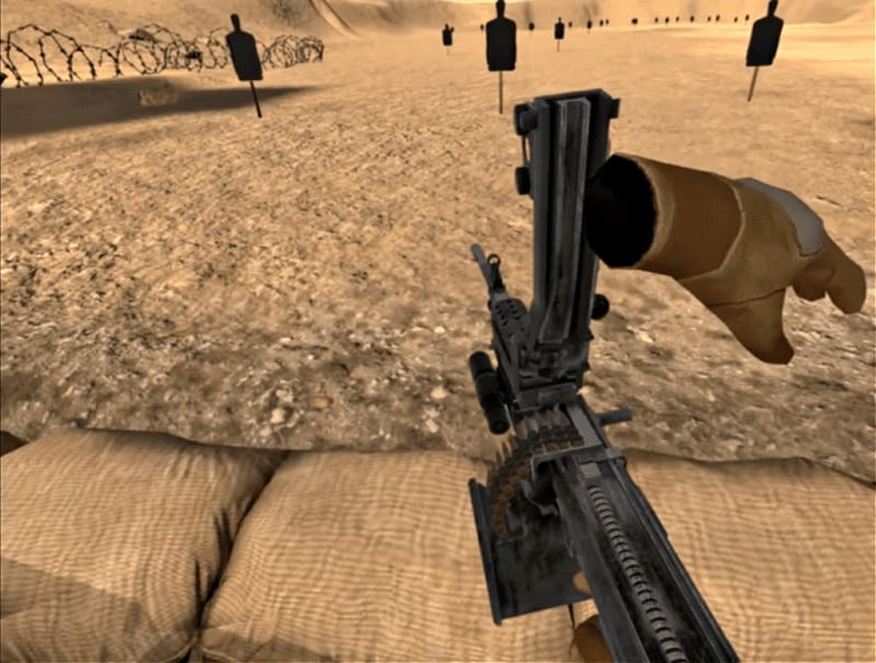 reloading maching gun in Onward VR game