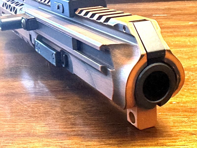 Back view of the upper receiver, with side charging handle