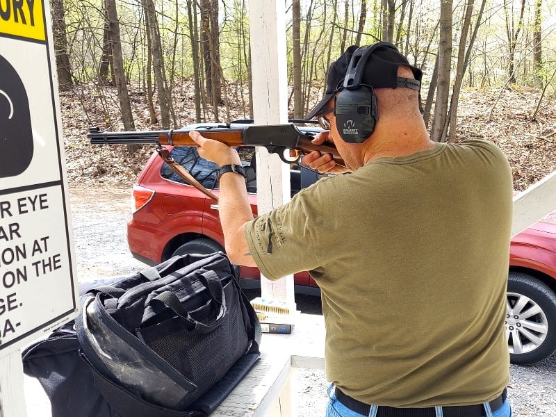 Author shooting .30-30 Hornady Leverevolution through Marlin lever action rifle
