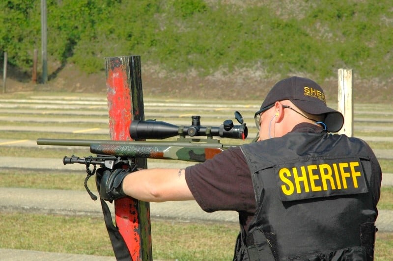 Law Enforcement tactical team member with Remington 700P.