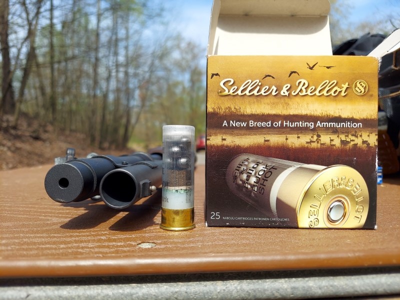 The .73 caliber bore of the 870 and a box of Sellier & Bellot buckshot.