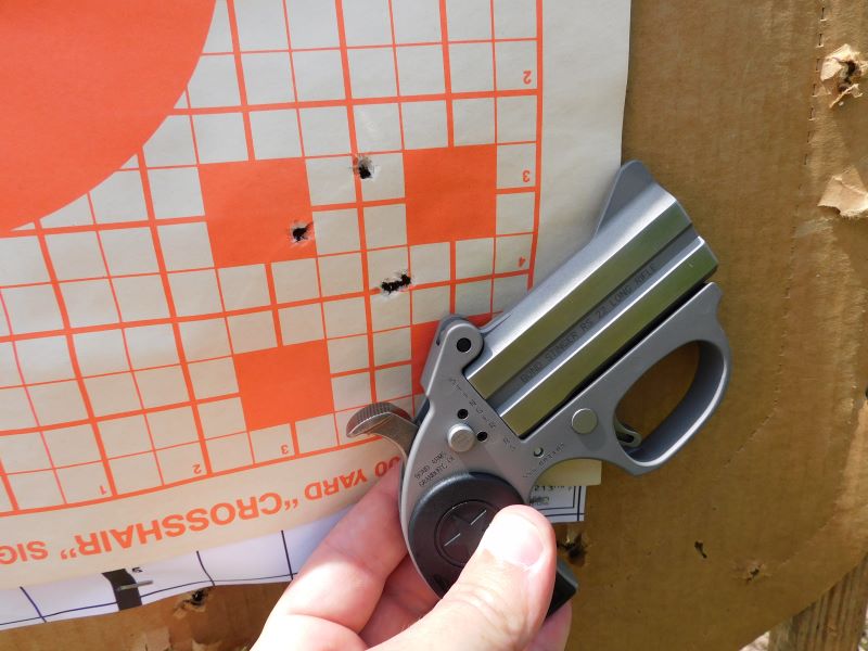 Four rounds of CCI Mini Mag ammunition printed on a paper target.
