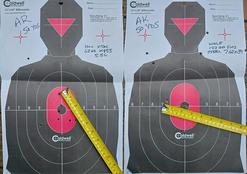 AR vs. AK 50-yard targets