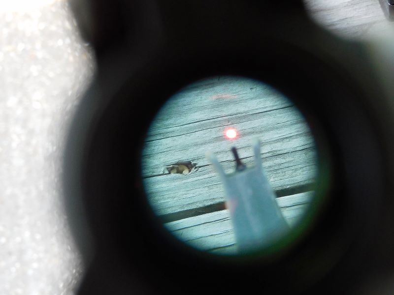 A look through the Sig MSR with the optic on.