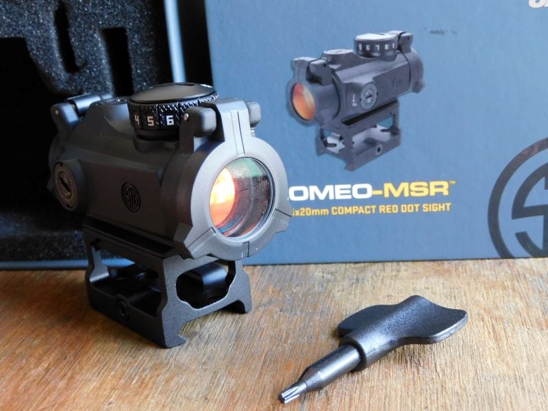 The Sig Romeo MSR display box, optic, and tool.