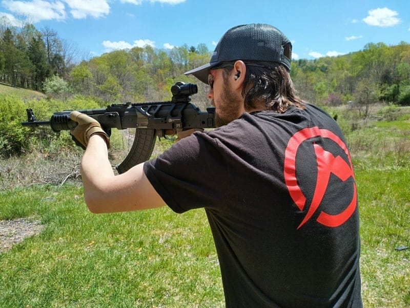 Firing AK rifle