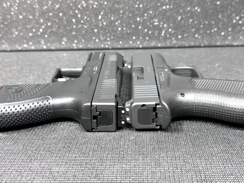 Glock and CZ P-10 M handguns. 