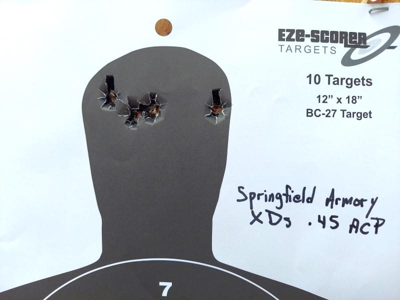 Four rounds of .45 rapid fire.
