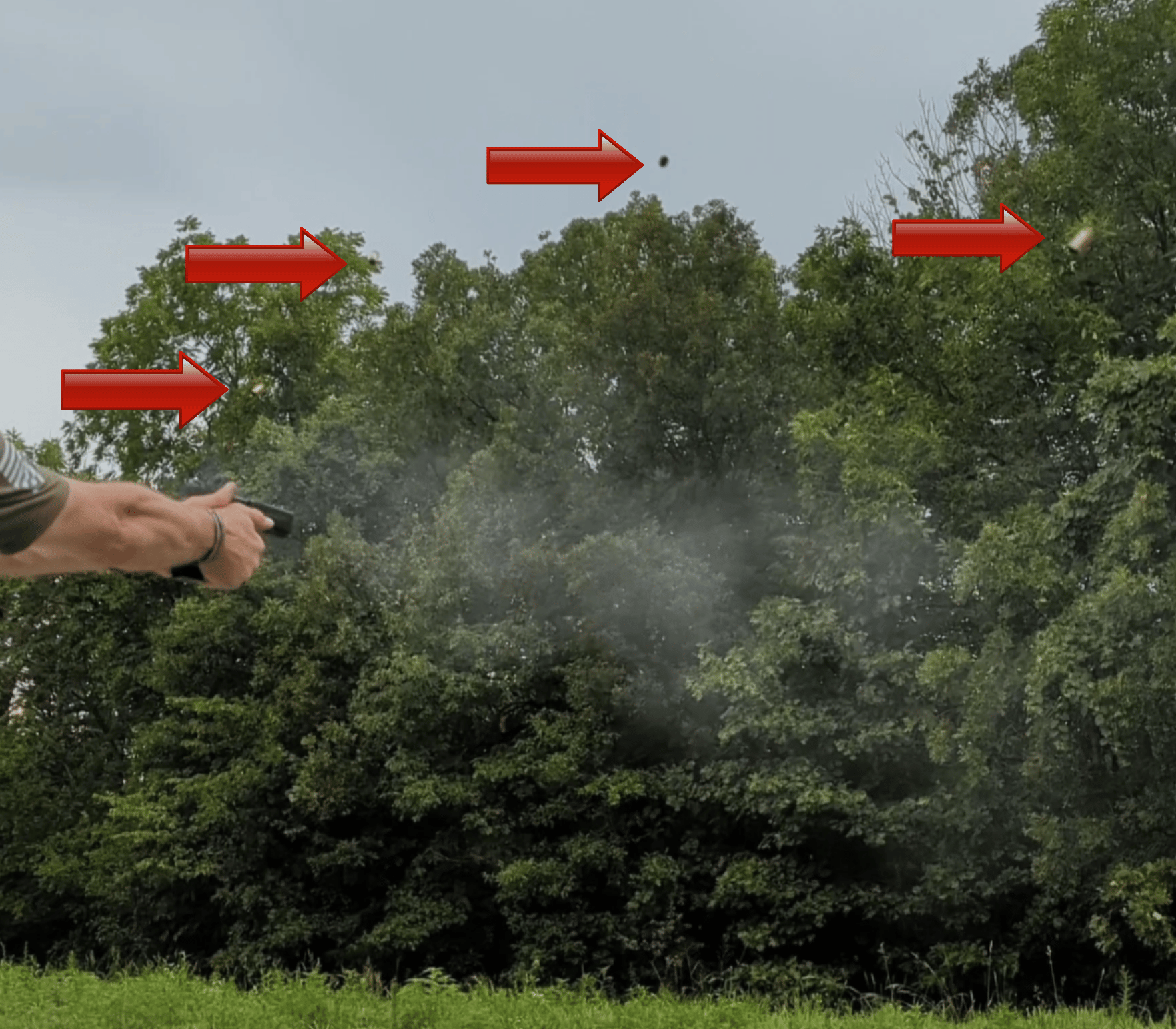Springfield Echelon fast trigger, five spent casings in the air at one time
