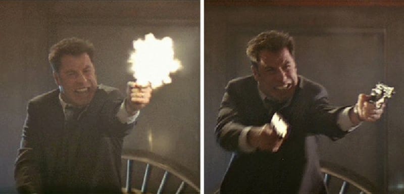dual wielding john travolta