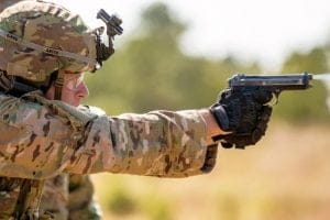 soldier shooting beretta m9 9mm Luger pistol
