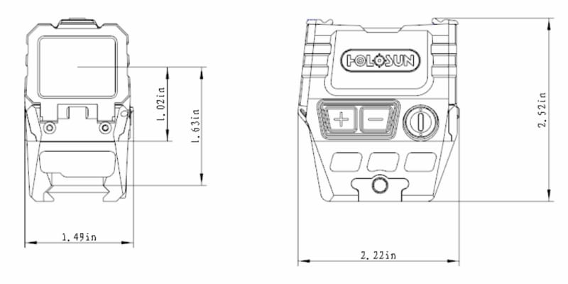 Holosun AEMS Core red dot optic dimensions