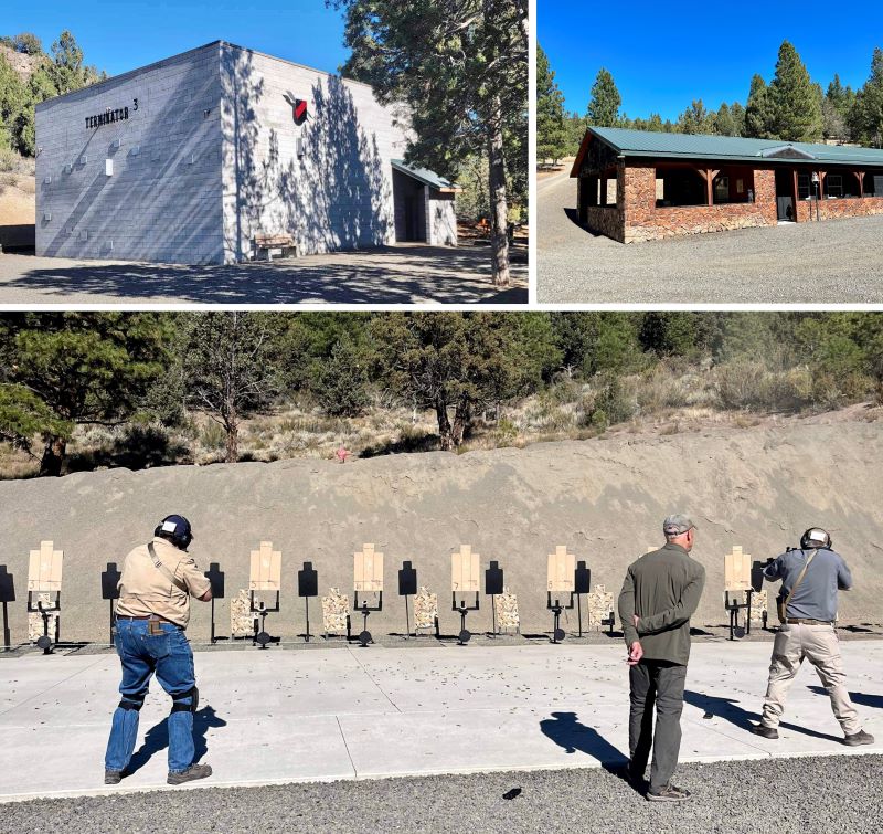 Trio of Pictures: Thunder Ranch think house, classroom, and out door range