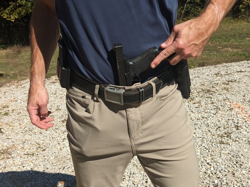 Gun stuffed in waistband to help with reload
