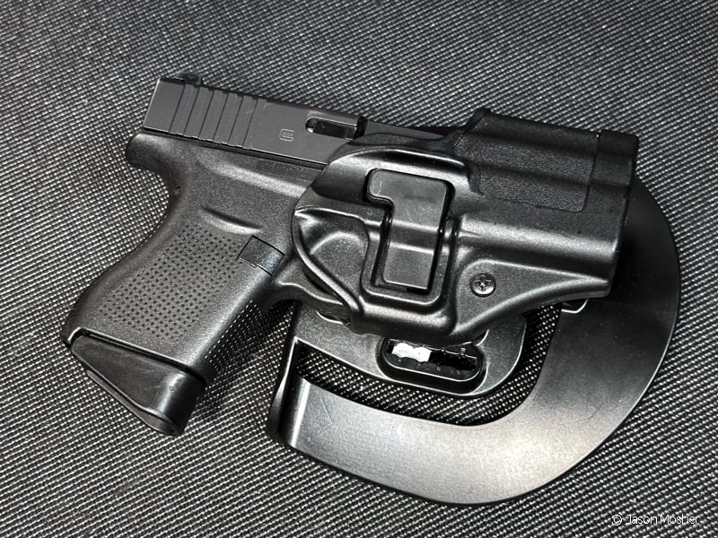 Glock 43 in a polymer paddle holster