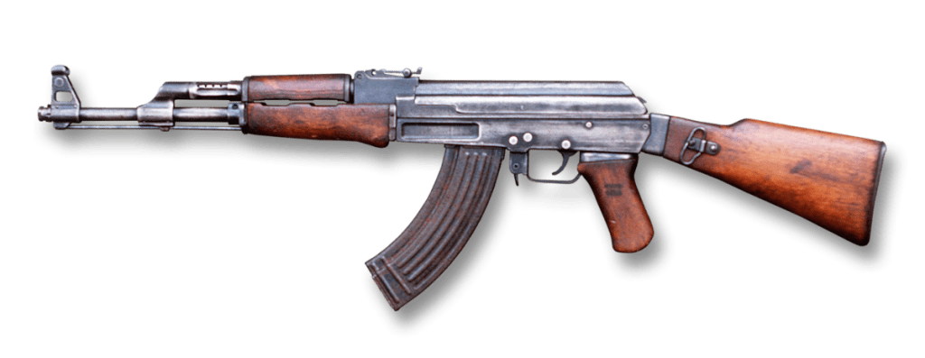 AK 47 on white
