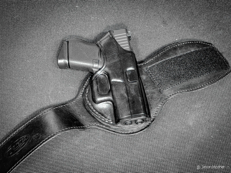 Glock 43 leather ankle holster.