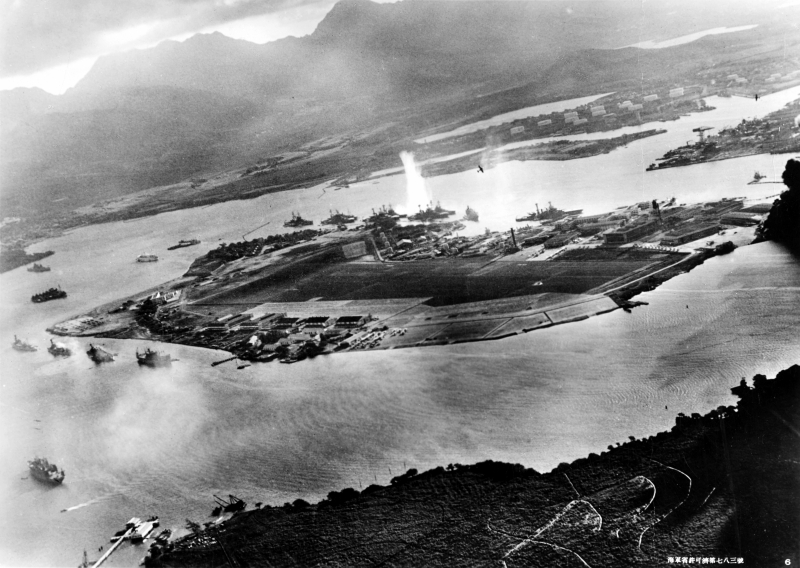 Japanese photo of Pearl Harbor attack