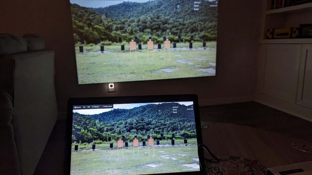 laptop and projector screen