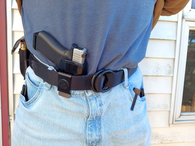 Wilderness Outfitters Frequent Flyer Belt with Glock 43X, DeSantis holster.