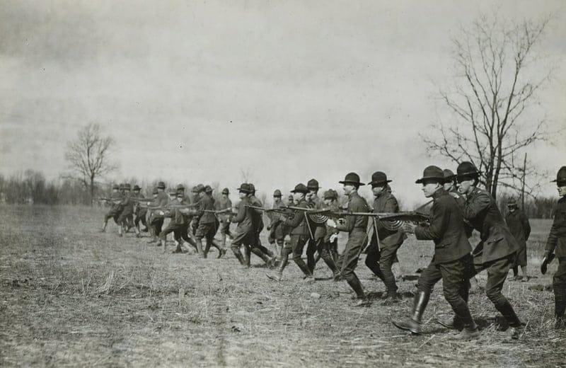 American troops training with the French Chauchat automatic rifle in 1917