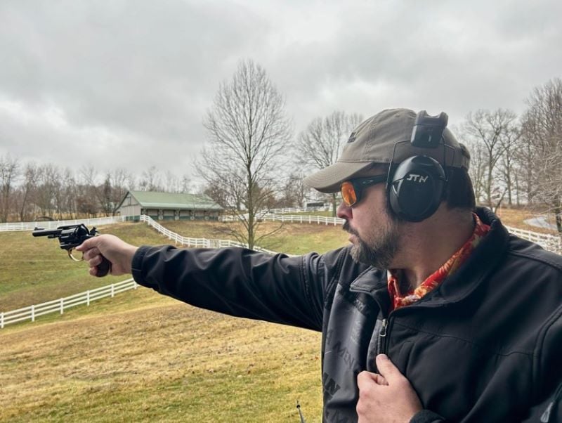 The author shooting the Henry Big Boy Revolver