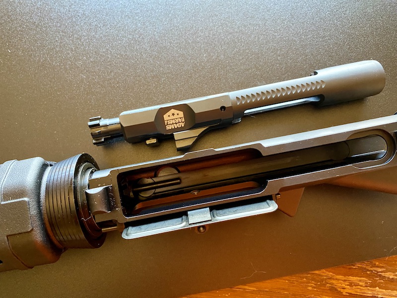 The Adams Arms piston bolt carrier is milled. These are really easy to keep clean.