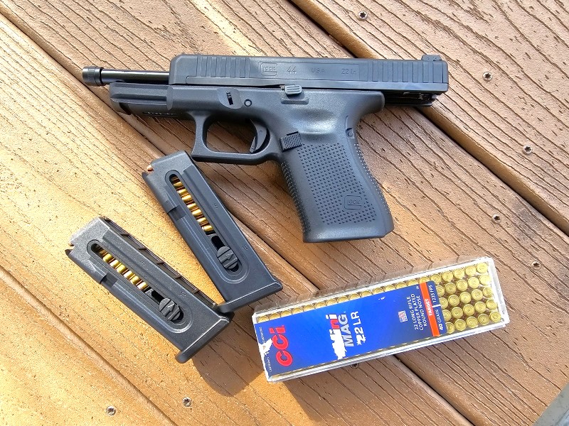 Glock 44, magazines, and ammunition.