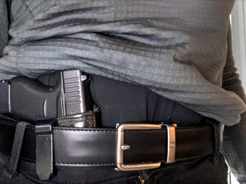 Nexbelt Rogue EDC Belt 2.0 with Glock 43 in Mean Gene leather holster.