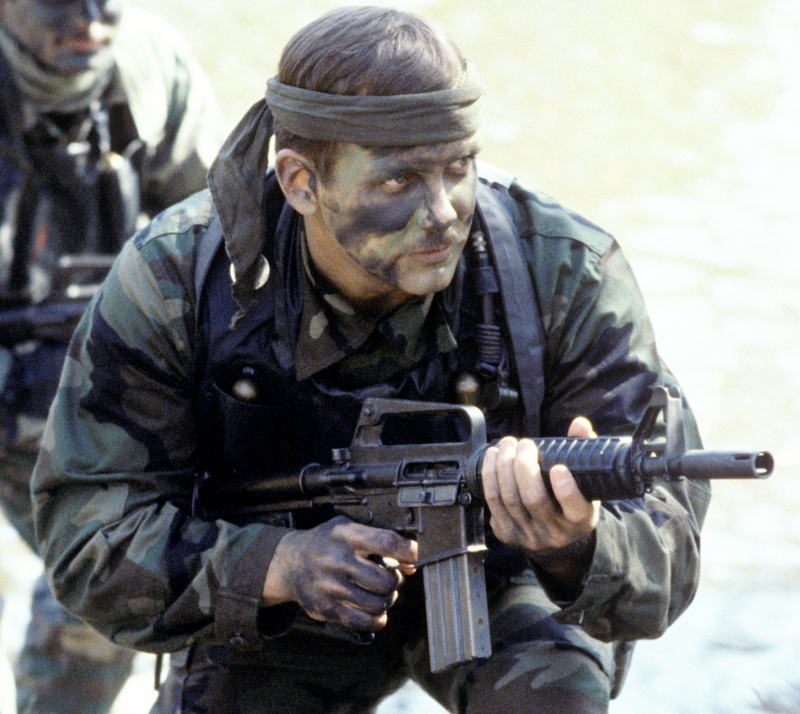 Navy SEAL with Colt Commando carbine