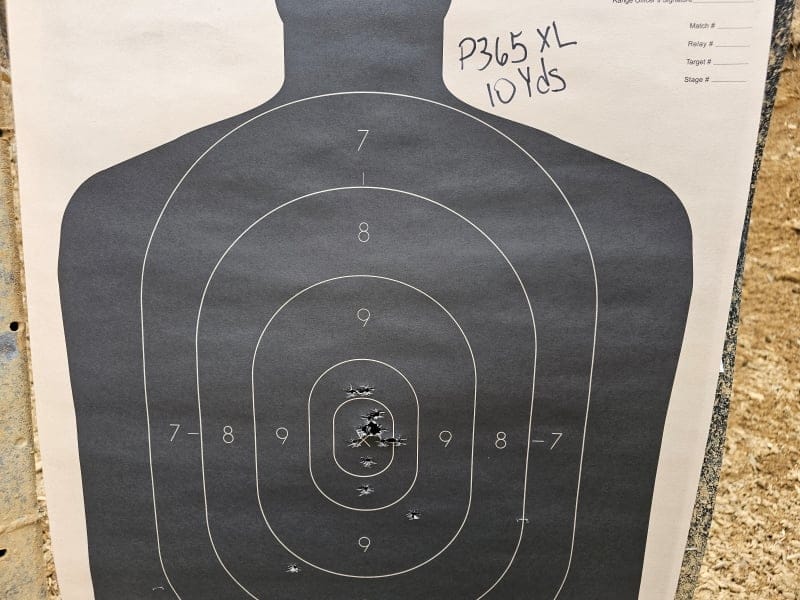 P365XL target at the range.