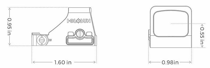 Holosun HS407K X2 reflex sight dimension diagram