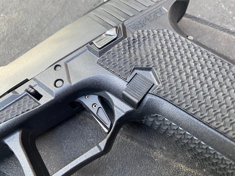 Some of the added textures ride above the frame, while others are sunk in--a pairing that stands out from the normal GLOCK-style guns.