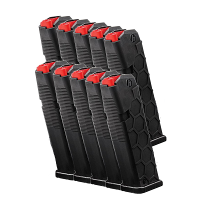 10 Pack of Hexmag 9mm 17-Round Carbon Fiber Magazines for Glock 17 Pistols