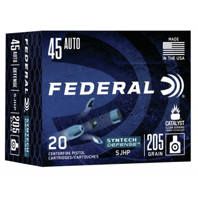 Federal Syntech Defense .45 ACP 205gr SJHP 20-Rounds