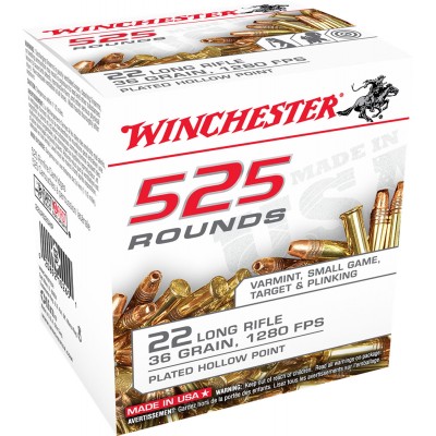 Winchester USA .22 LR Ammo 36gr CPHP 525 Rounds