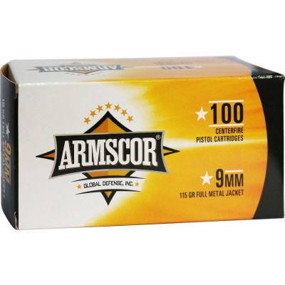 Armscor Pistol 9mm Ammo Luger 115gr FMJ 100 Rounds