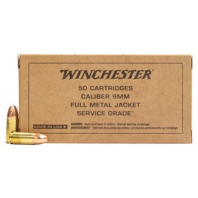 Winchester Service Grade 9mm Ammo 115gr FMJ 50 Rounds