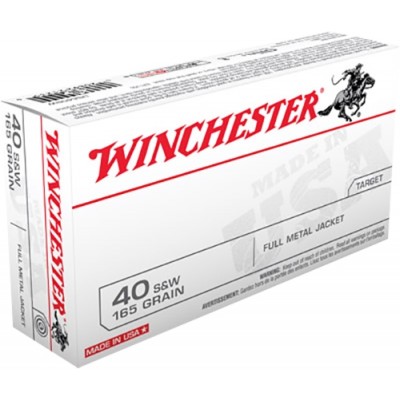 Winchester USA .40 S&W Ammo 165gr FMJ 50 Rounds
