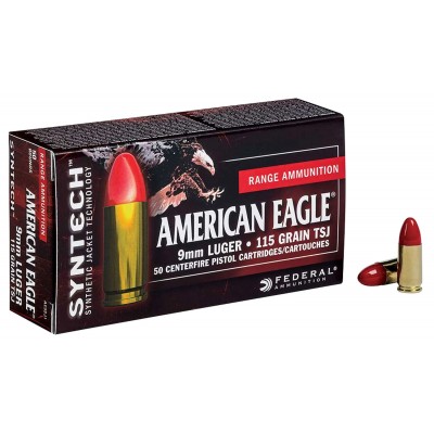 Federal American Eagle Syntech 9mm Ammo 115gr TSJRN 50 Rounds