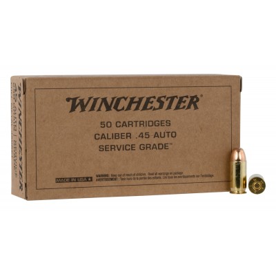 Winchester Service Grade .45 ACP Ammo 230gr FMJ 50 Rounds